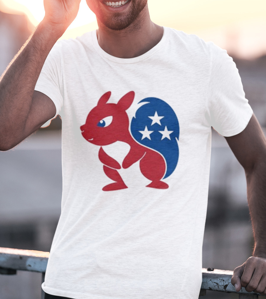 Squirrel Mascot With Stars And GOP Red White Blue T-Shirt