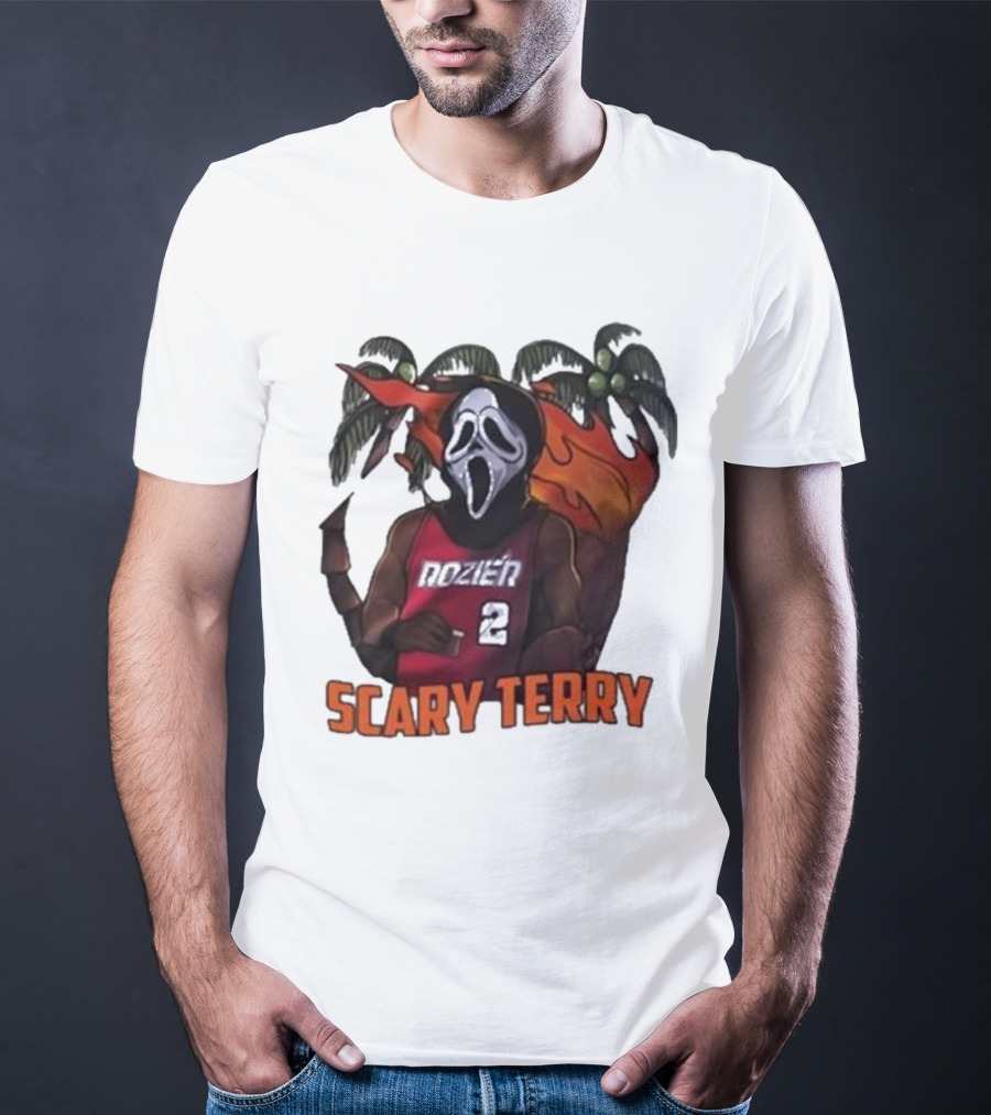 Scary Terry Rozier 2 Ghostface Basketball Tropical Flame Costume T-Shirt