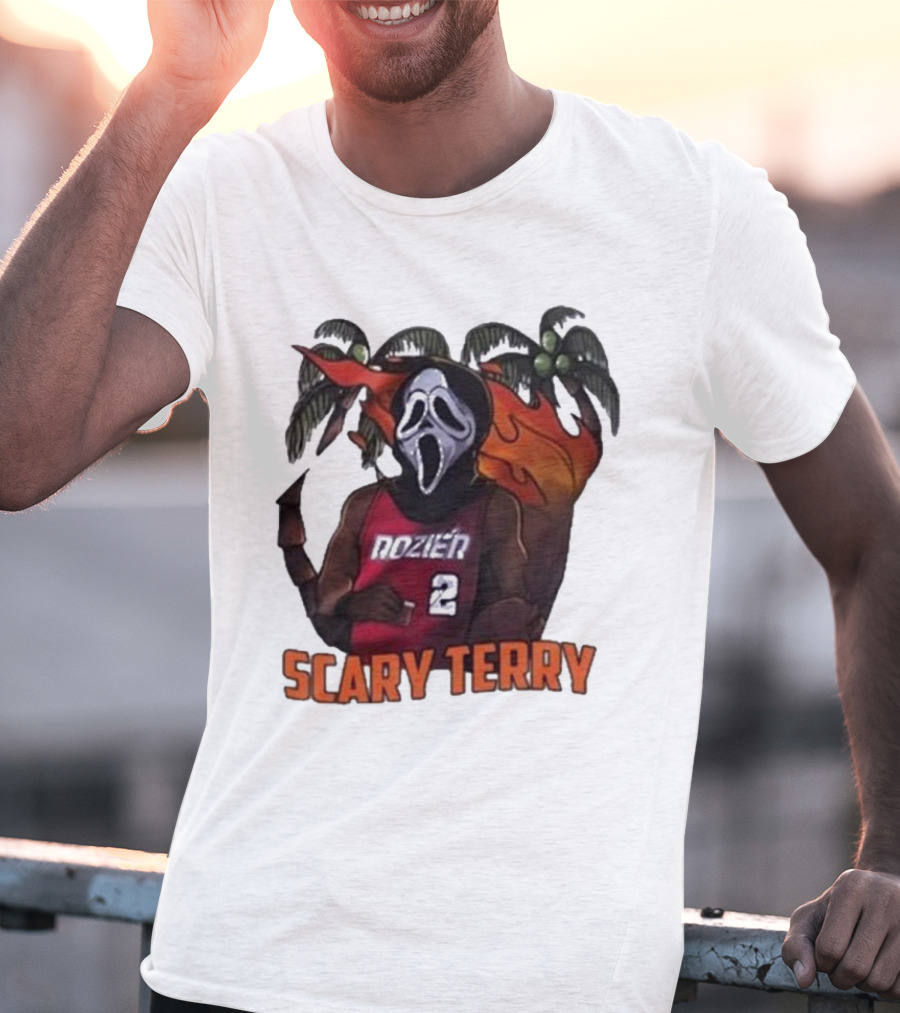 Scary Terry Rozier 2 Ghostface Basketball Tropical Flame Costume T-Shirt