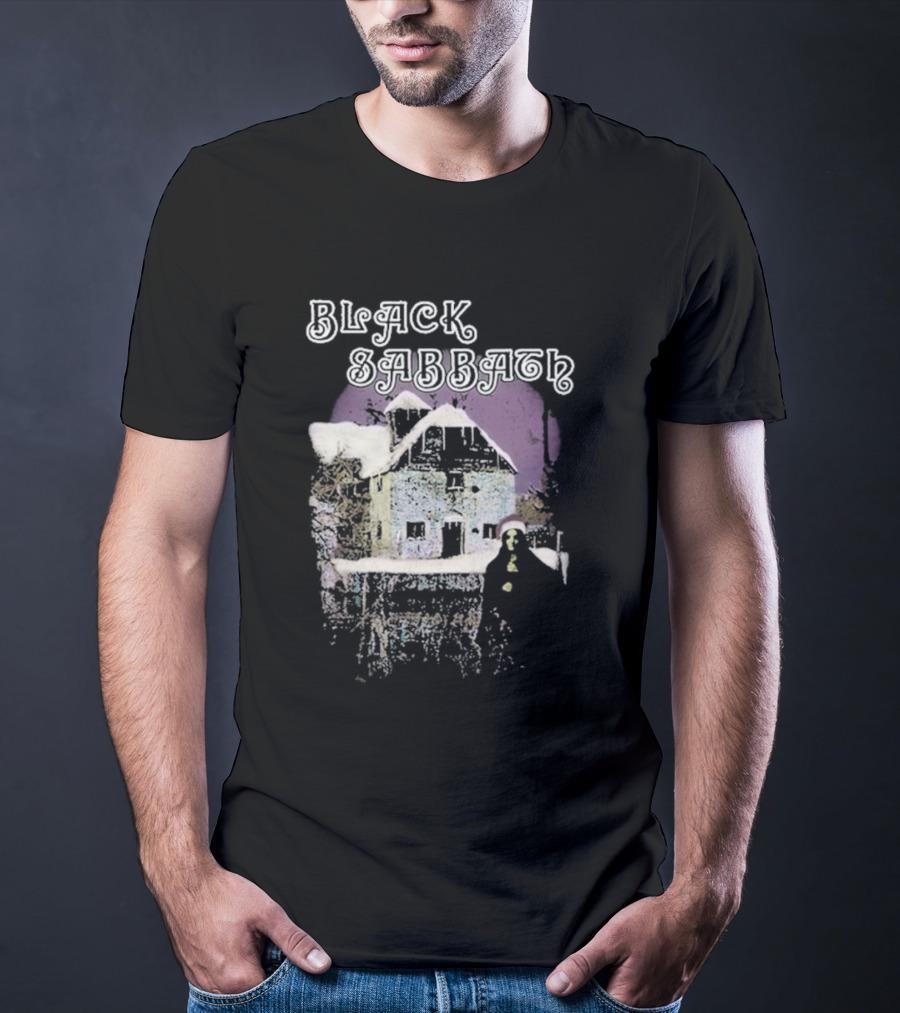 Black Sabbath Holiday Album Snowy House Scene T-Shirt