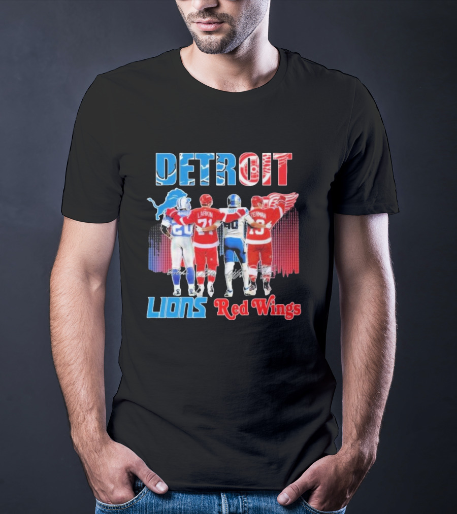 Detroit Lions Red Wings Legends Larkin Goff Yzerman T-Shirt