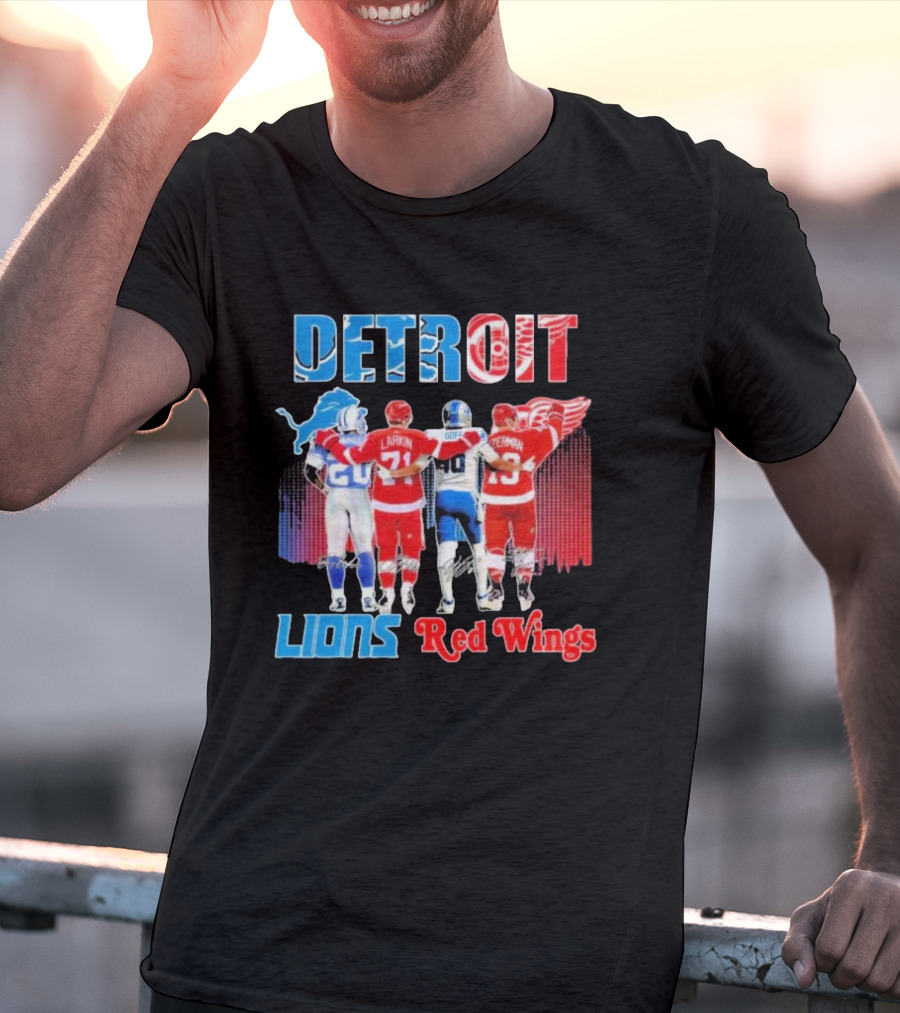 Detroit Lions Red Wings Legends Larkin Goff Yzerman T-Shirt