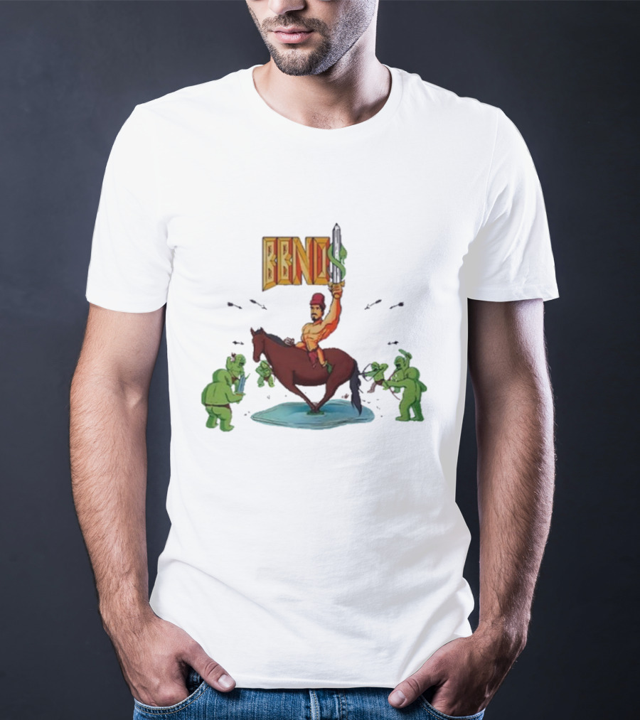 BBNo$ Sword Riding Horse Surrounded By Green Creatures T-Shirt
