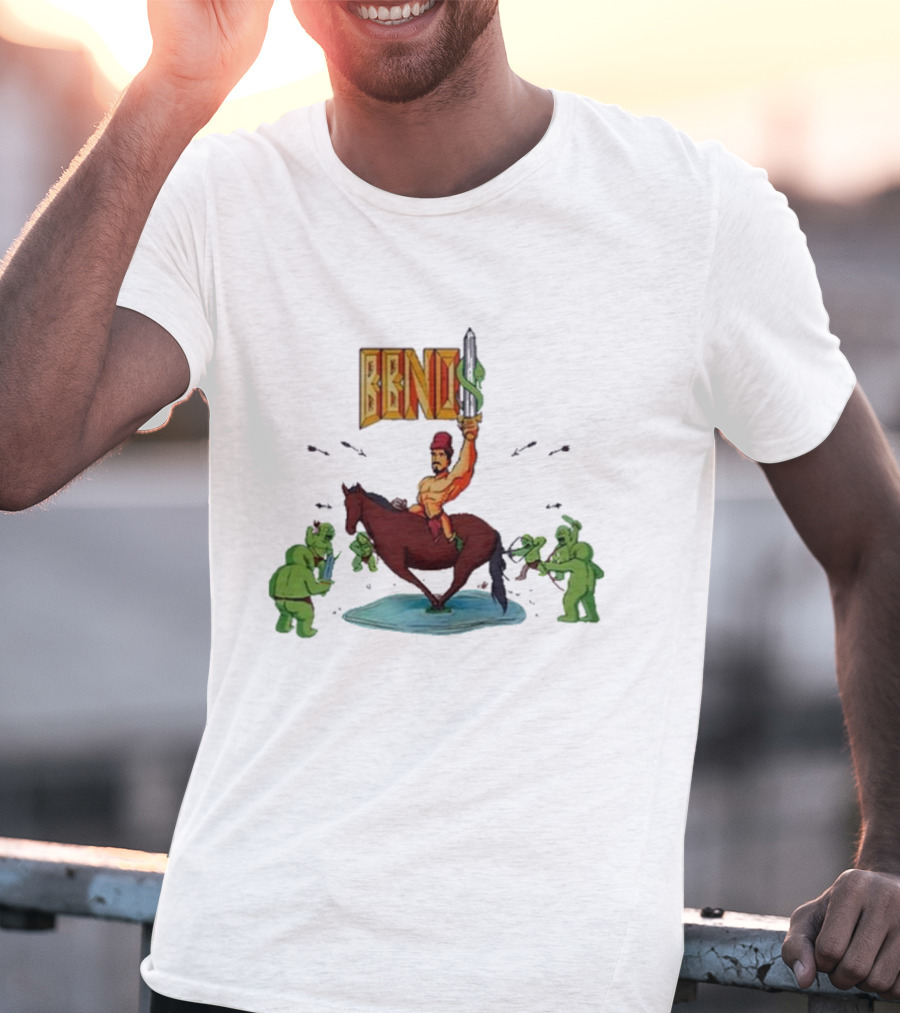 BBNo$ Sword Riding Horse Surrounded By Green Creatures T-Shirt