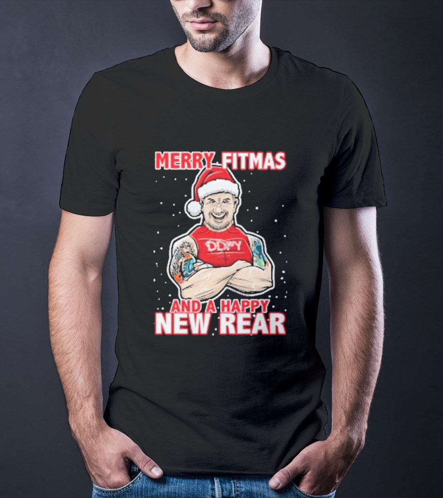 Merry Fitmas And A Happy New Rear DDPY Santa Hat Tattoos T-Shirt