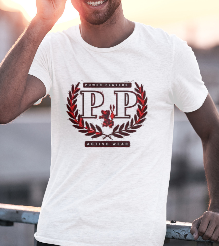 Power Players Active Wear PP Laurels Lion Emblem T-Shirt