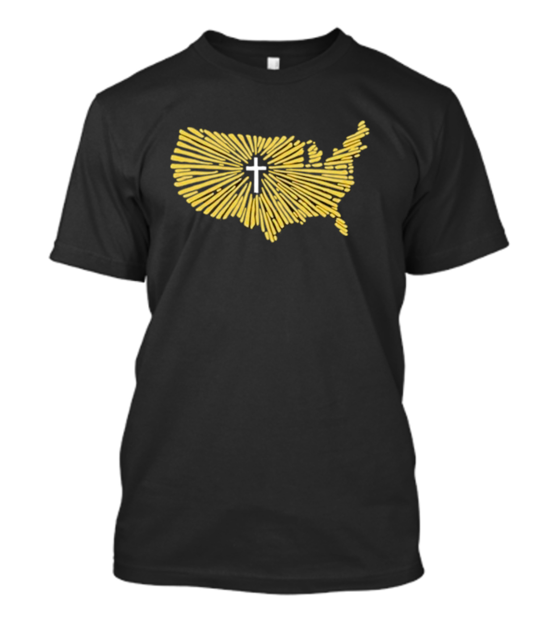 Christian Nationalism Cross In Radiating USA Outline Ccn T-Shirt