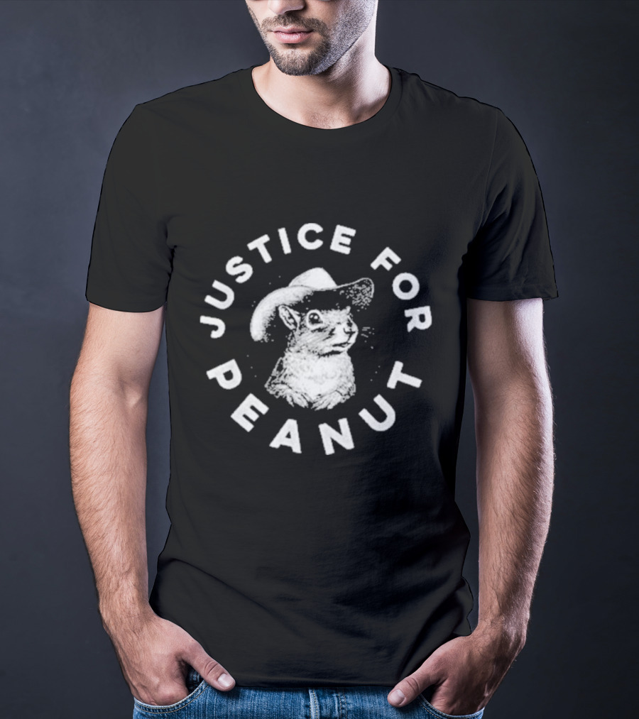 Squirrel Cowboy Justice For Peanut Iconic Text Circle T-Shirt