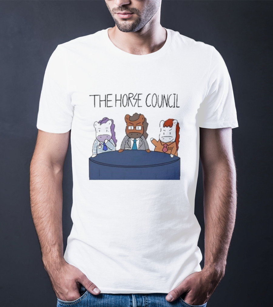 Jimothy Cool The Horse Council Cartoon Panel Meeting T-Shirt