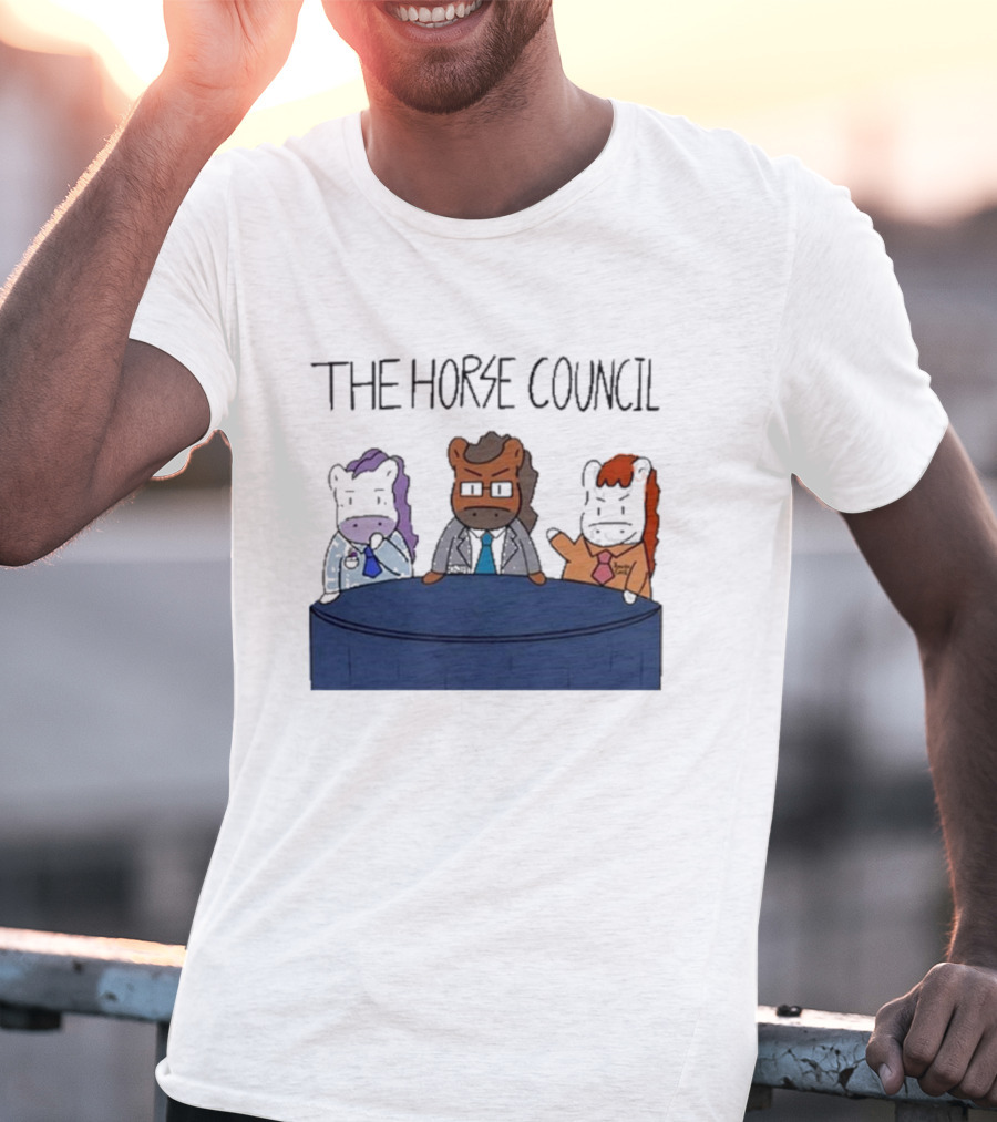 Jimothy Cool The Horse Council Cartoon Panel Meeting T-Shirt