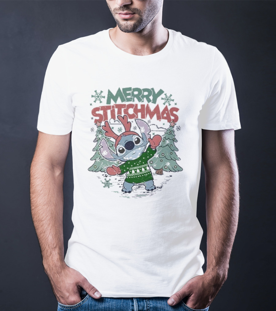 Merry Stitchmas Lilo And Stitch Christmas Holiday T-Shirt