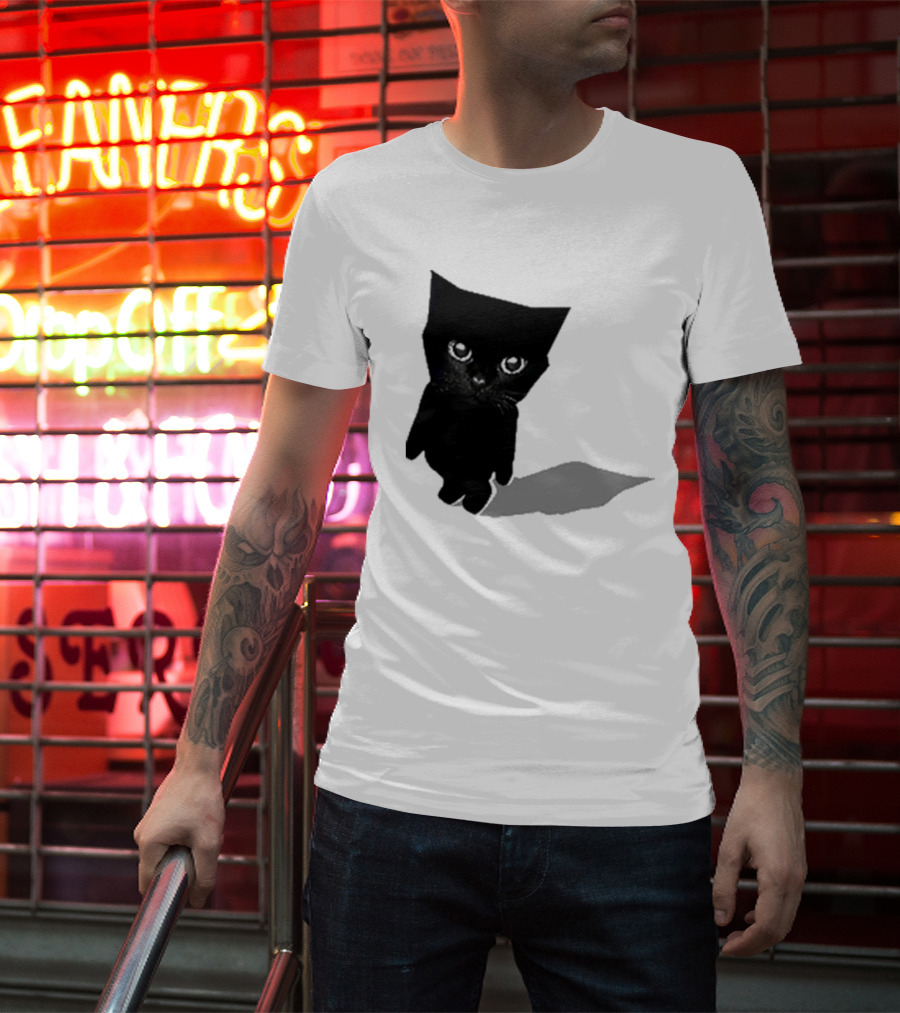 Sluj Art Bro Cute Black Cat Pixelated T-Shirt