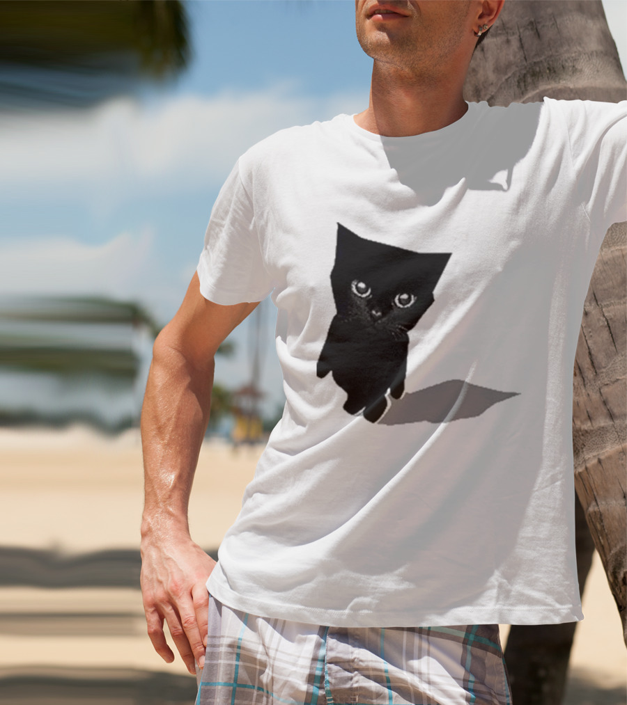 Sluj Art Bro Cute Black Cat Pixelated T-Shirt