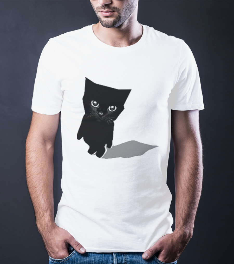 Sluj Art Bro Cute Black Cat Pixelated T-Shirt