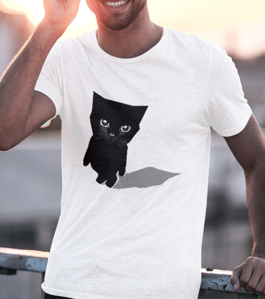 Sluj Art Bro Cute Black Cat Pixelated T-Shirt