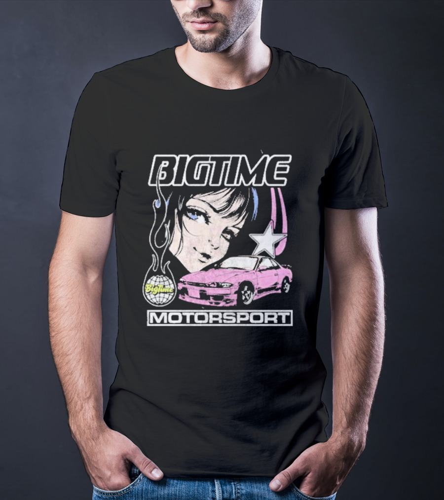 BIGTIME Motorsport Anime Car Girl Star T-Shirt