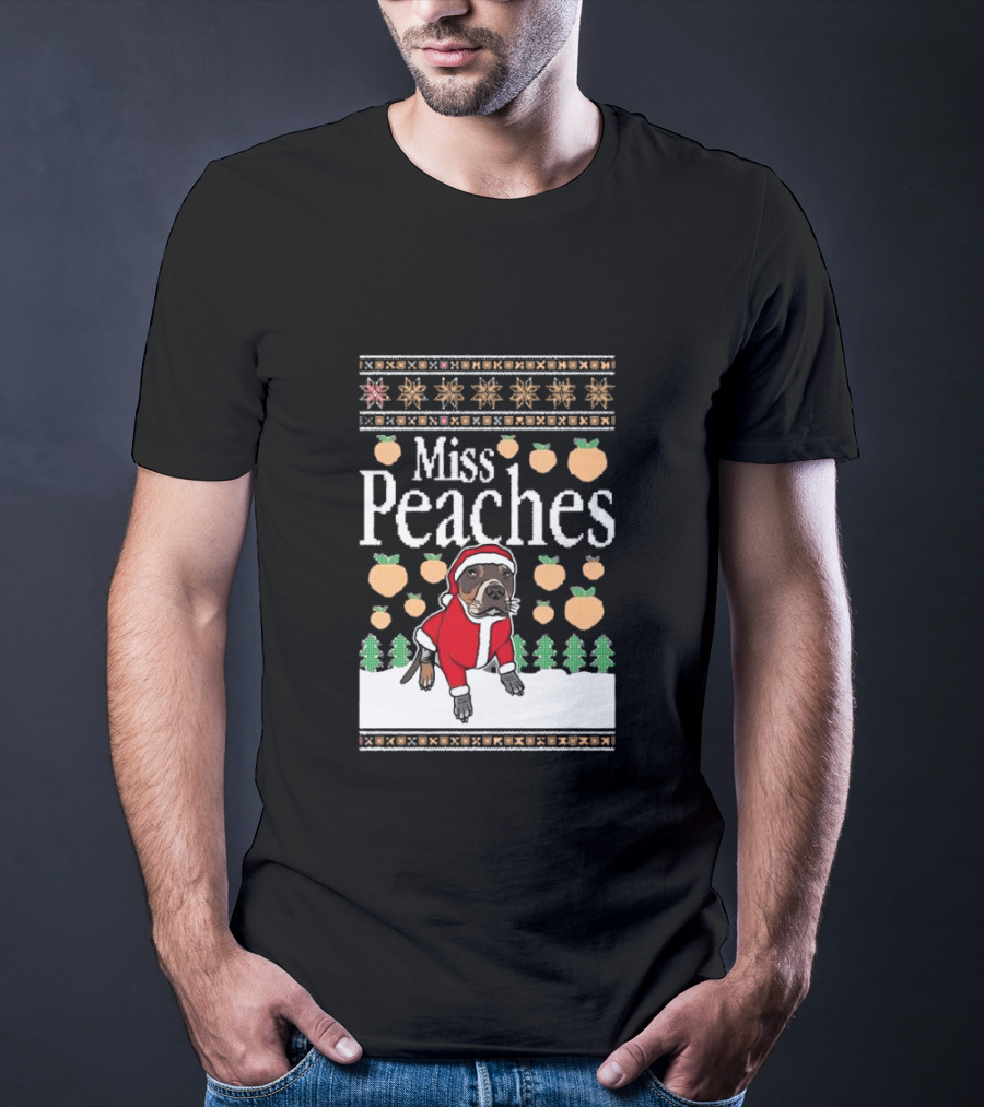 Miss Peaches Santa Pug Ugly Christmas Sweater T-Shirt