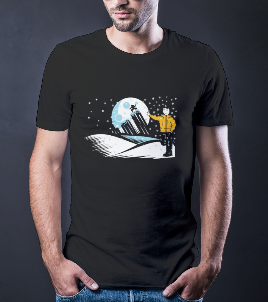Winter Outdoors Daft Laddie Moon Snow Night Adventure T-Shirt