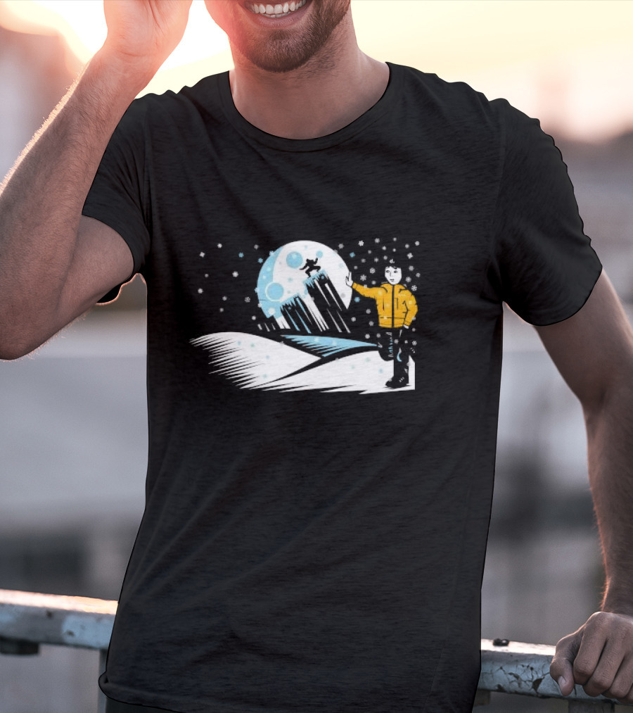 Winter Outdoors Daft Laddie Moon Snow Night Adventure T-Shirt
