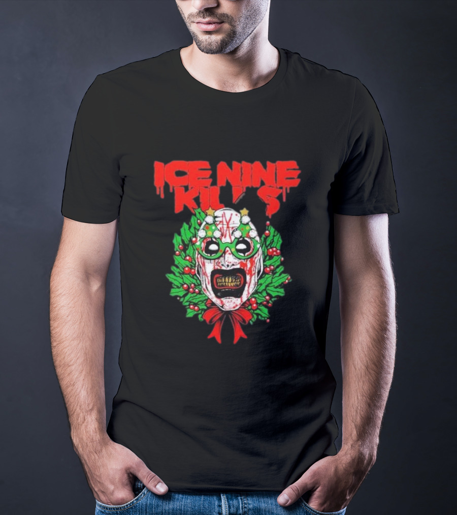 Ice Nine Kills Horror Christmas Wreath Mask T-Shirt