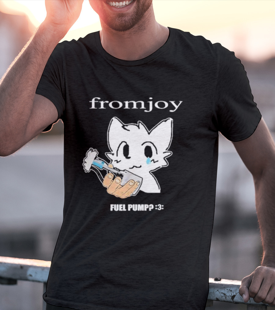 Fromjoy Fuel Pump Cute Cartoon With Tearful Cat Face T-Shirt