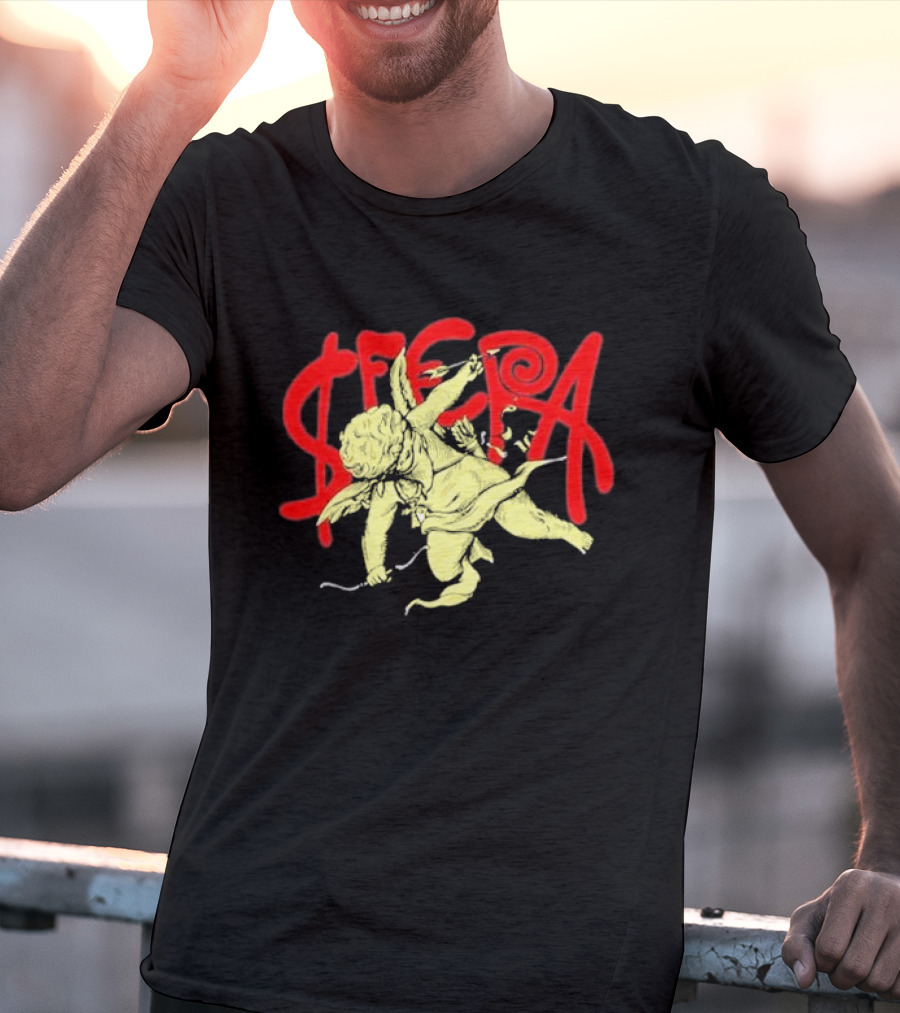 Sfera Ebbasta Cupido Cherub Red Lettering T-Shirt