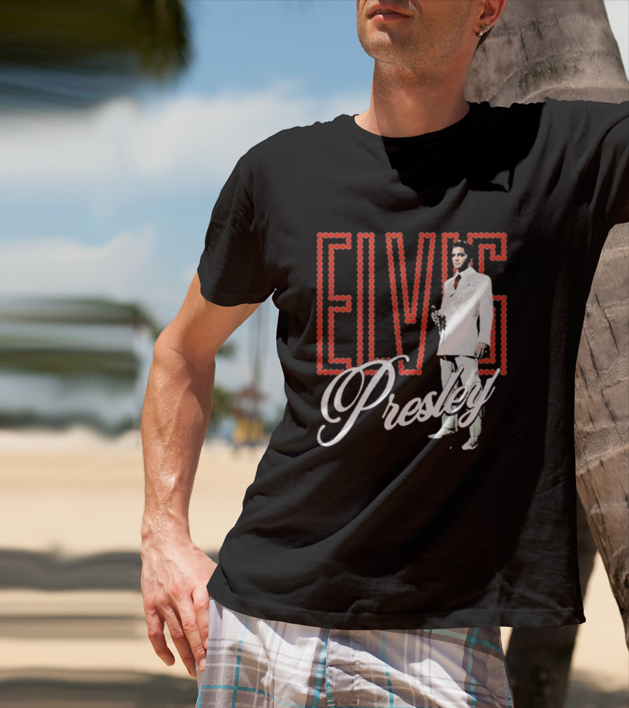 Elvis Presley White Suit Retro Lights T-Shirt
