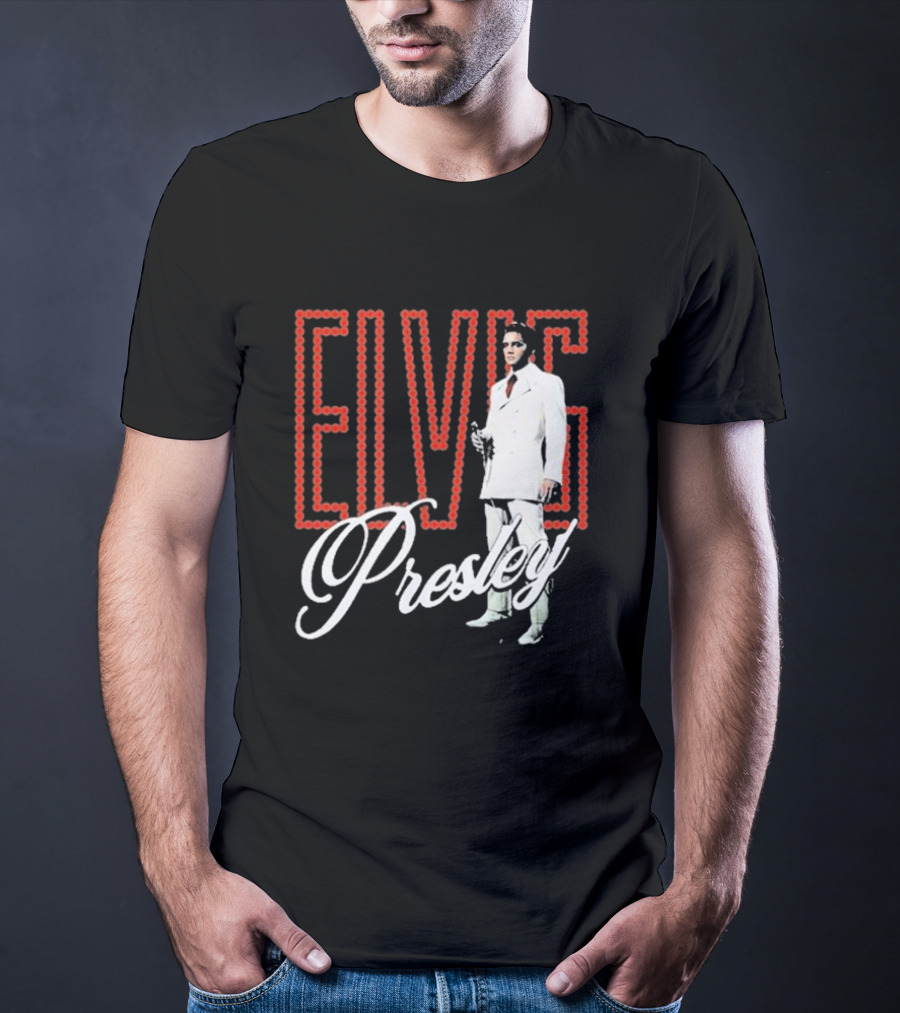 Elvis Presley White Suit Retro Lights T-Shirt