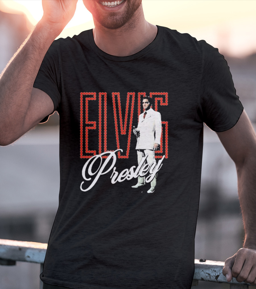 Elvis Presley White Suit Retro Lights T-Shirt
