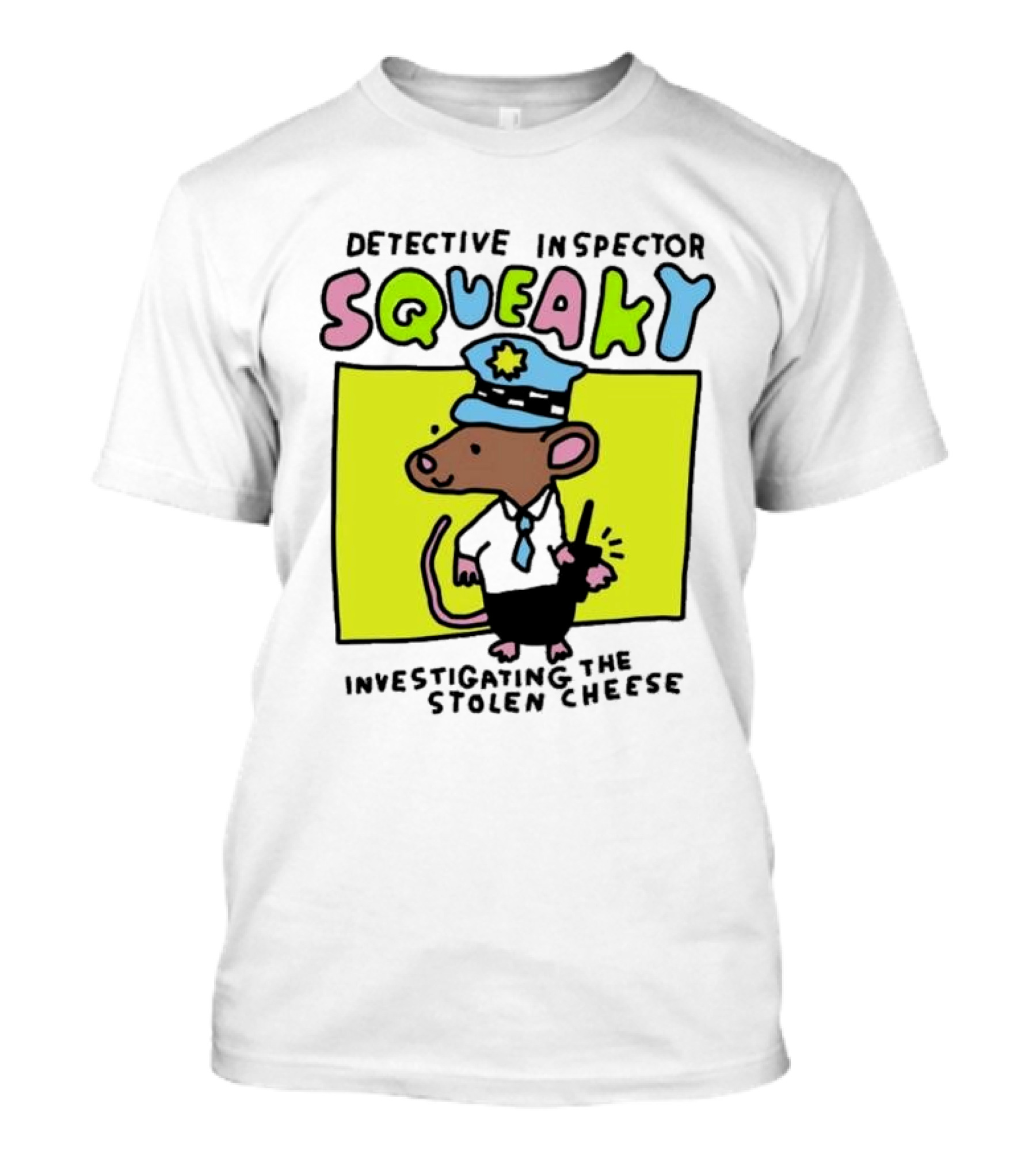 Detective Inspector Squeaky Investigating The Stolen Cheese Mouse Policeman Cartoon T-Shirt