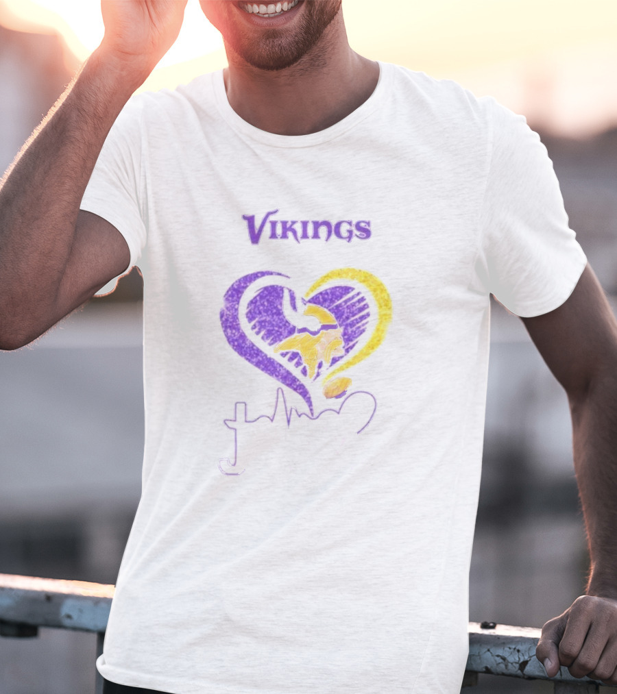 Vikings Heart Jesus Purple And Gold Minnesota T-Shirt