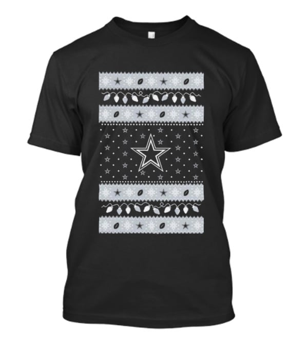 Dallas Cowboys Star Holiday Lights Merry Christmas T-Shirt