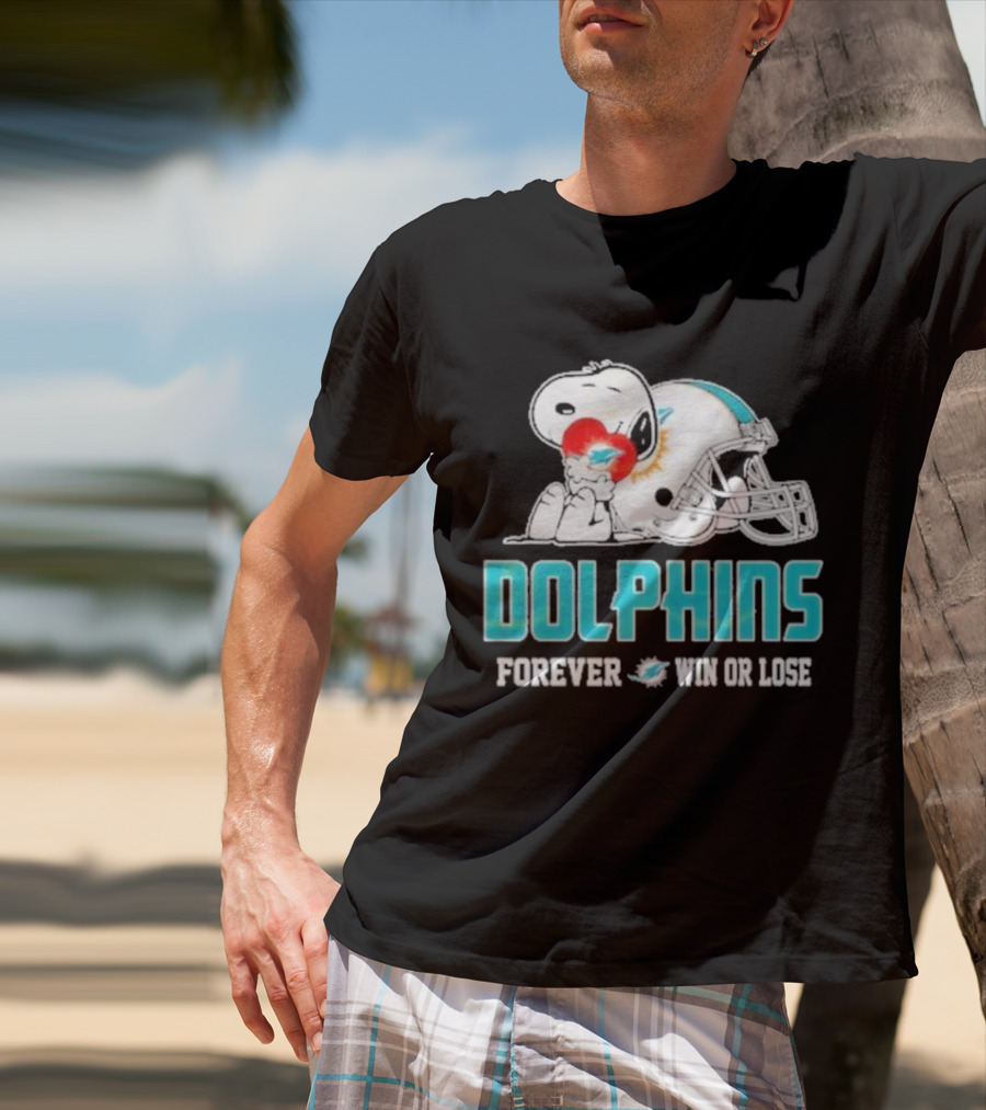 Dolphins Forever Win Or Lose Snoopy Miami Helmet T-Shirt