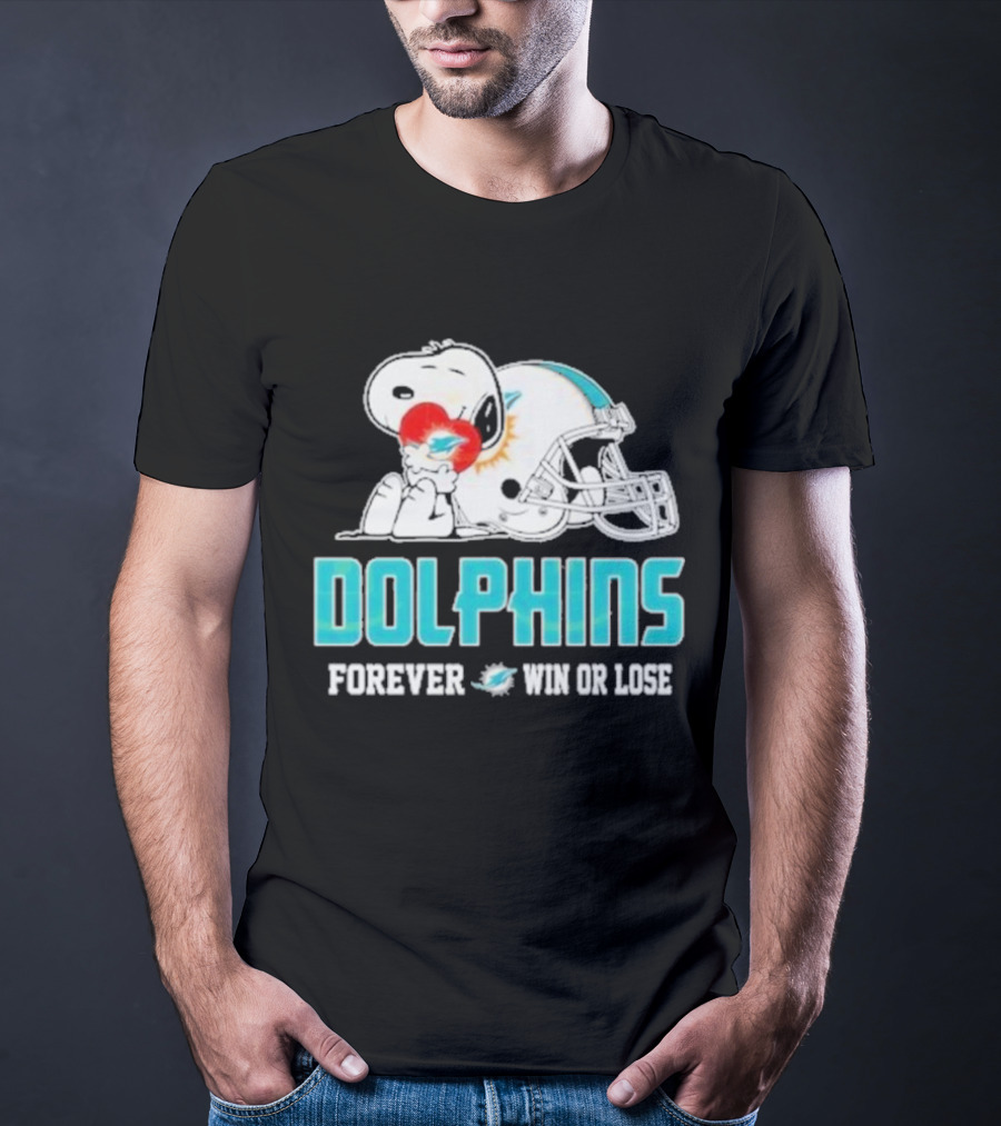 Dolphins Forever Win Or Lose Snoopy Miami Helmet T-Shirt