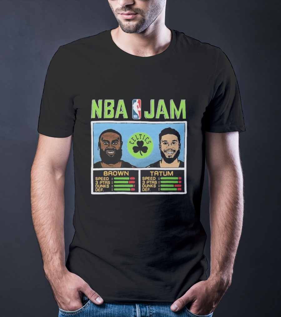 Nba Jam Celtics Brown Tatum Stats T-Shirt