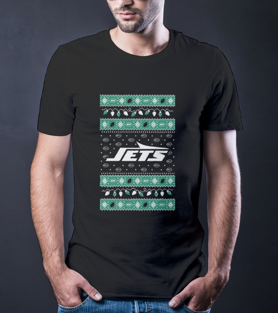 New York Jets Christmas Lights Holiday T-Shirt
