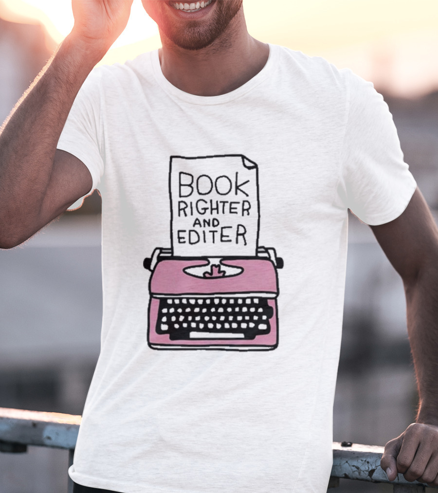 Book Righter And Editer Typo Pink Typewriter T-Shirt