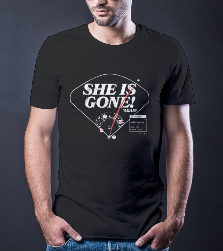 She Is Gone Again Freddie Freeman Baseball Diagram T-Shirt
