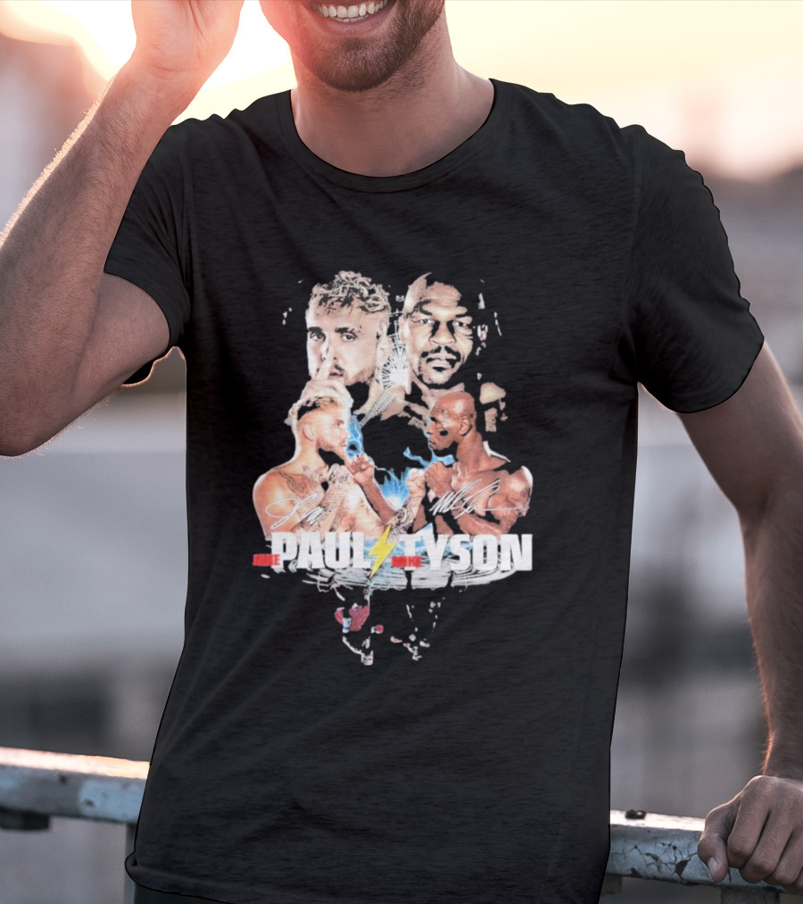 Jake Paul Mike Tyson Signature Lightning Faceoff Collaboration T-Shirt
