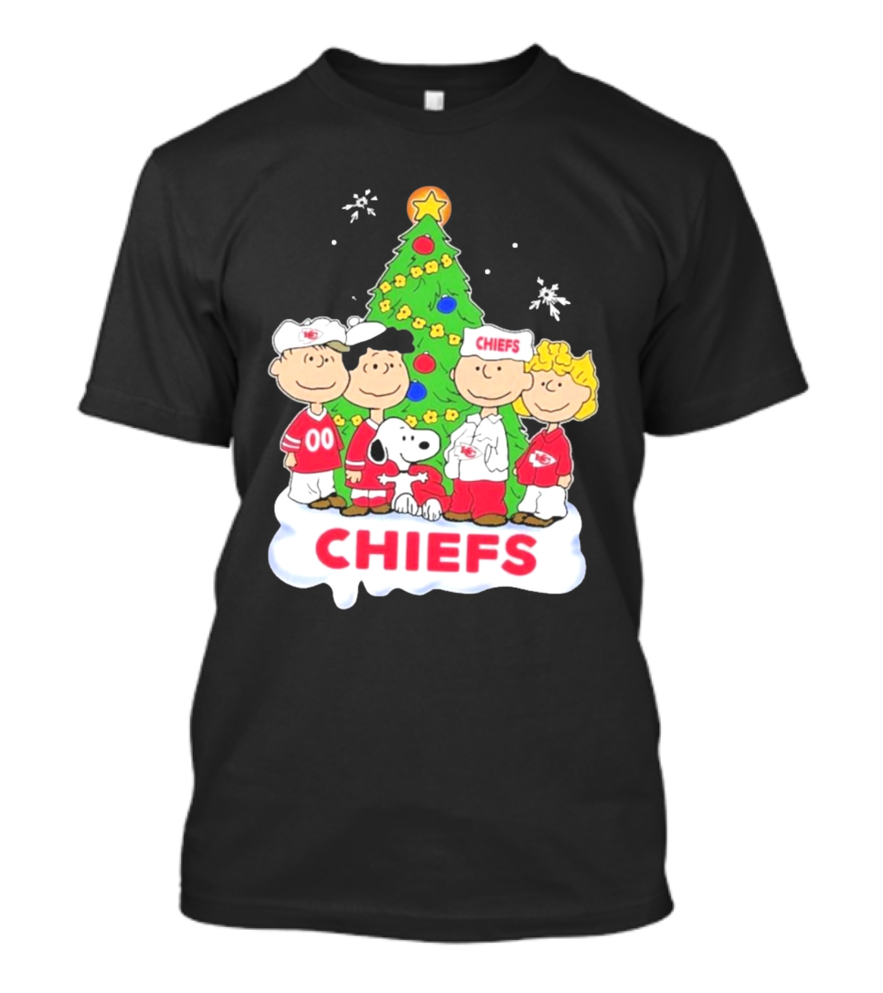 Kansas City Chiefs Snoopy Christmas Peanuts Characters Chiefs NFL Holiday T-Shirt
