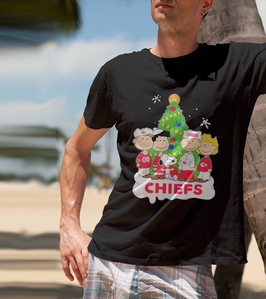 Kansas City Chiefs Snoopy Christmas Peanuts Characters Chiefs NFL Holiday T-Shirt
