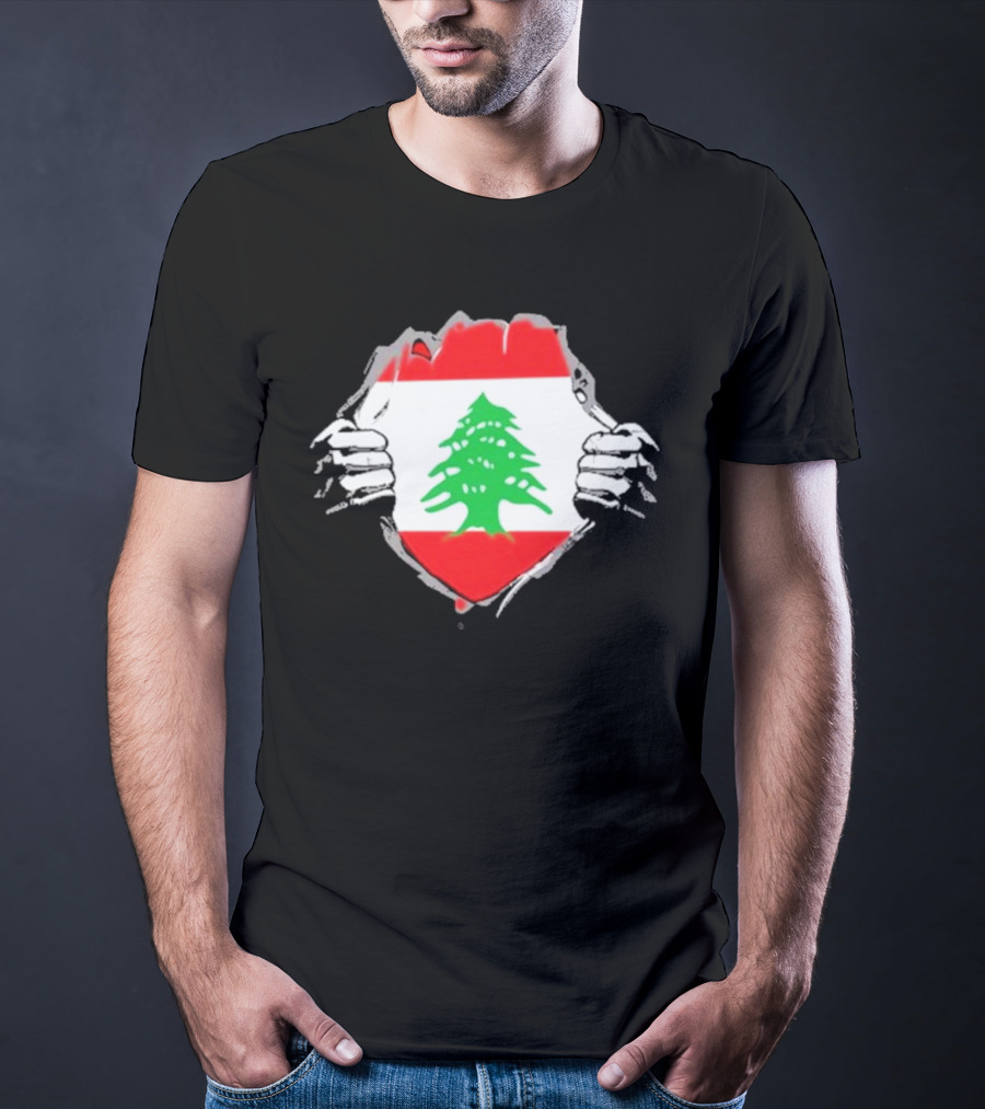 Lebanon Cedars Rugby League Lebanese Superhero Flag Icon T-Shirt