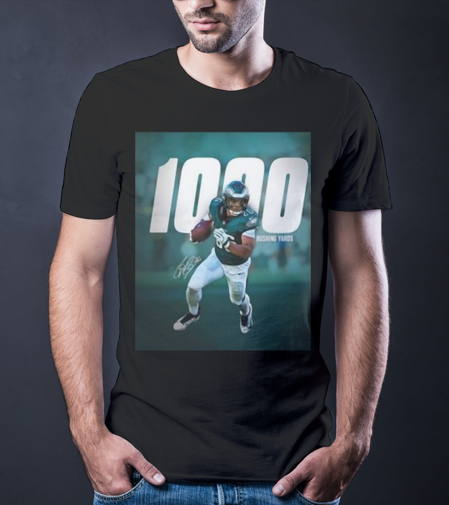 1000 Rushing Yards Football Player Signature T-Shirt