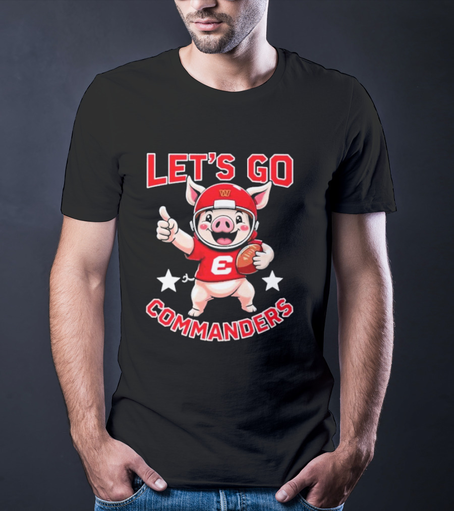 Let's Go Commanders Pig Mascot Thumbs Up Football T-Shirt