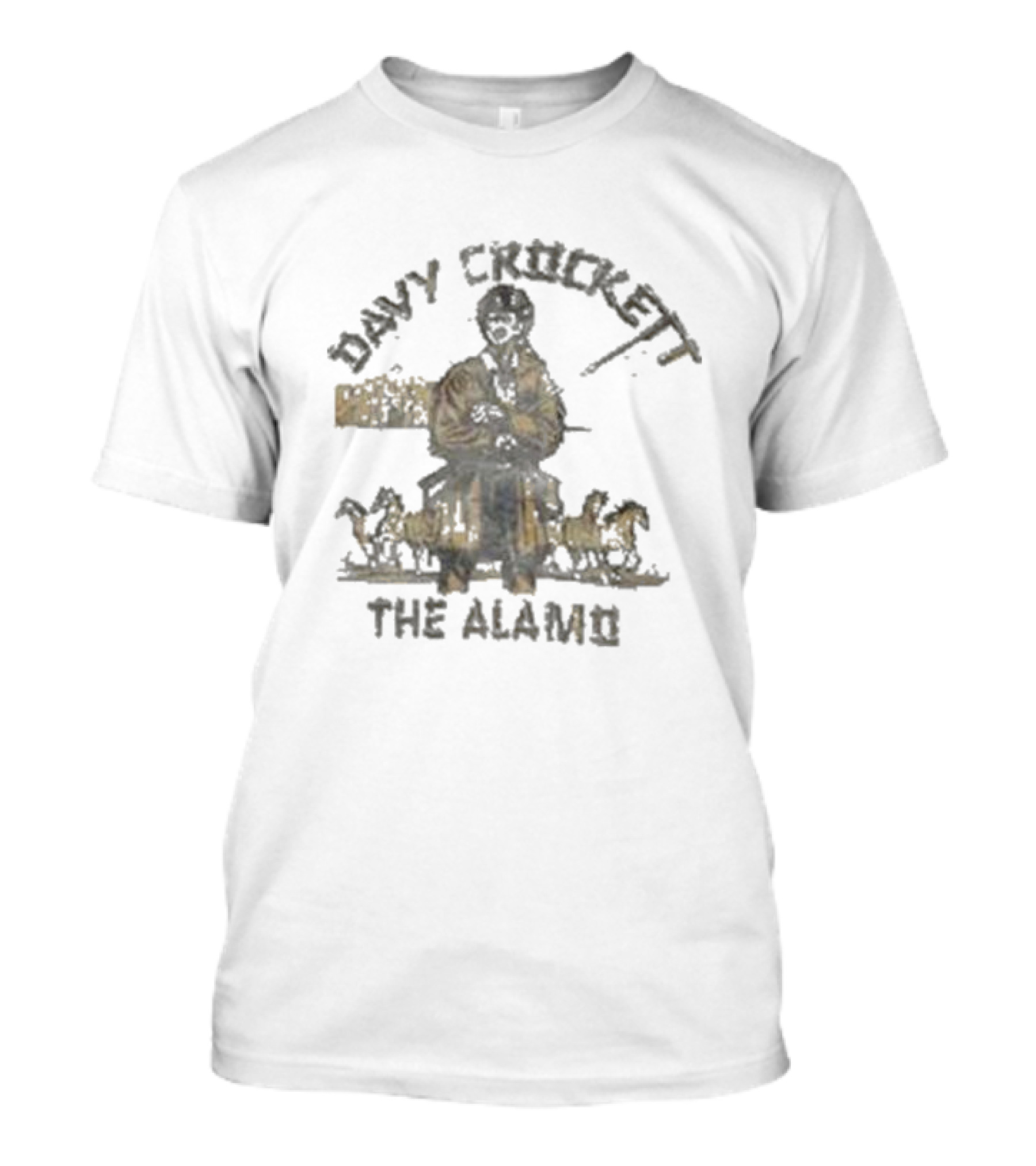 Davy Crockett The Alamo Pioneer With Horses T-Shirt