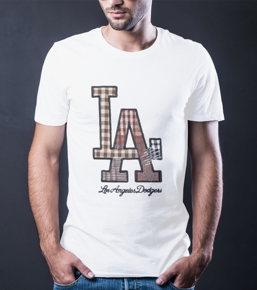 Los Angeles Dodgers Preppy Plaid LA T-Shirt
