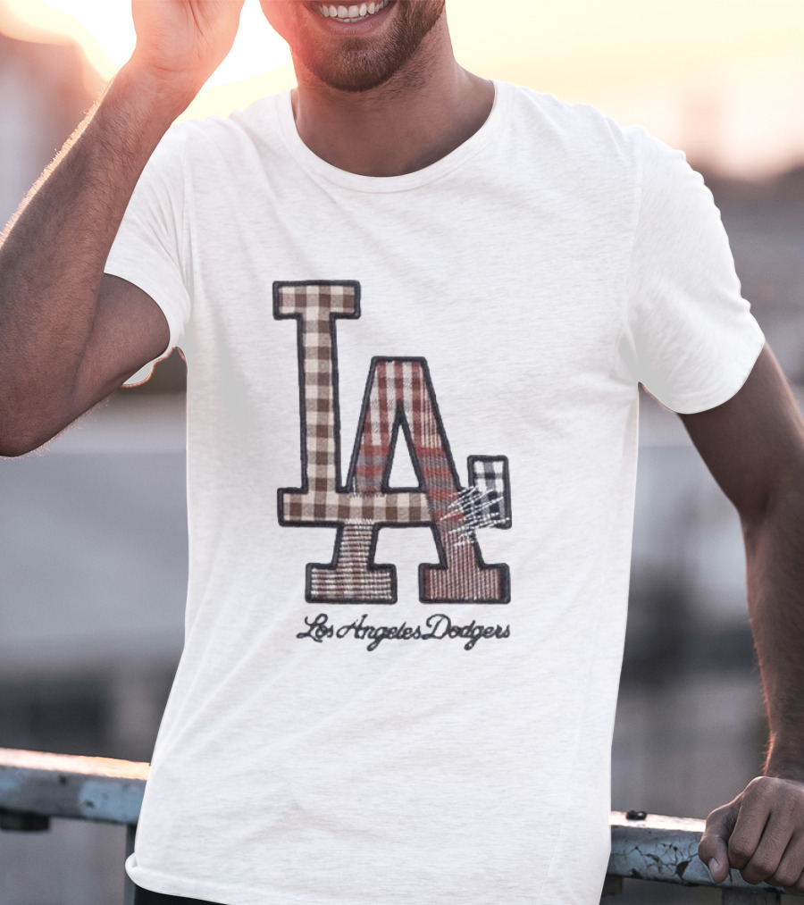 Los Angeles Dodgers Preppy Plaid LA T-Shirt
