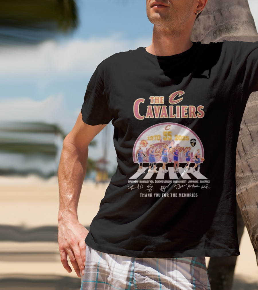 The Cavaliers 55 Years 1970-2025 Shawn Kemp Shaquille O'Neal Zydrunas Ilgauskas Brad Daugherty Larry Nance Mark Price Thank You For The Memories T-Shirt