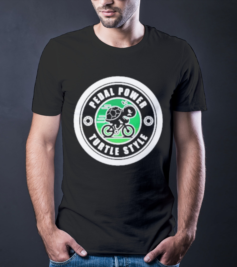 Pedal Power Turtle Style Bike Riding Speed Badge T-Shirt