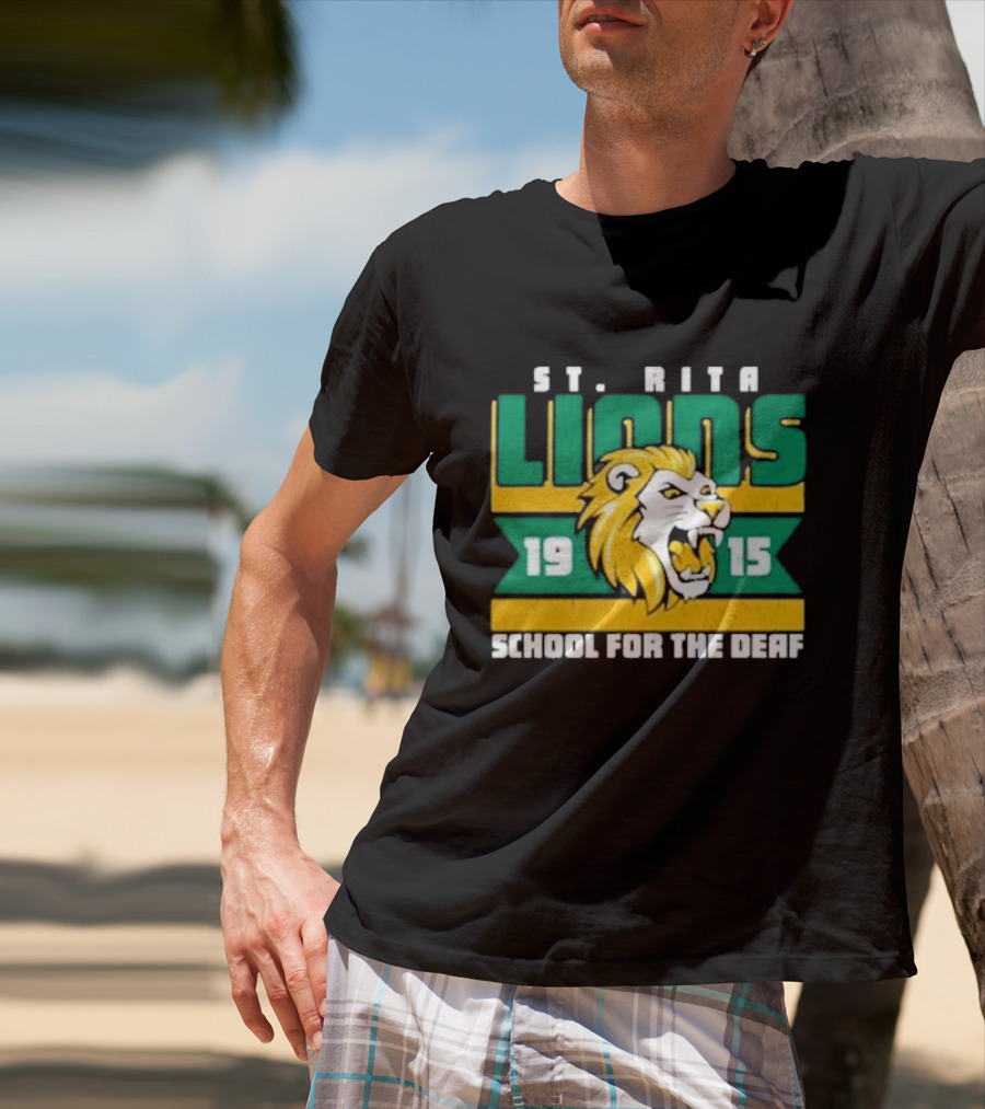 St. Rita Lions 1915 School For The Deaf Roaring Lion Emblem T-Shirt